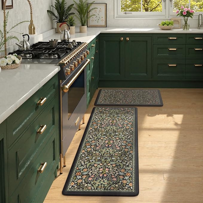 Collive Kitchen Floor Mat Cushioned Anti Fatigue, Boho Floral Desk Mats Non - Image 8