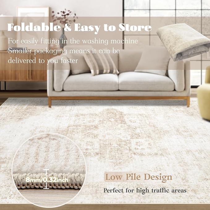 Runner Rug 2x6 Washable Rug, Vintage Boho Medallion Hallway Runner Non-Slip - Image 6