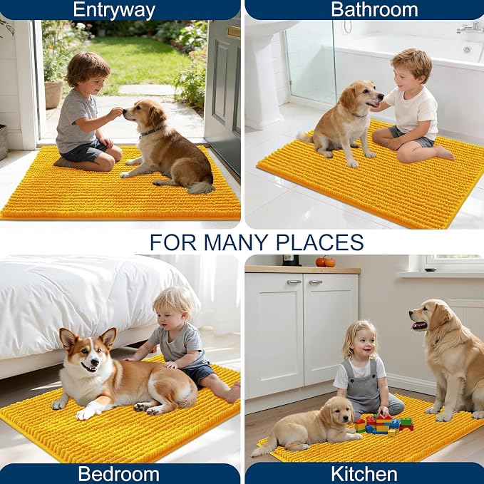 OLANLY Dog Door Mat for Muddy Paws 36x24, Ultra Absorbent Chenille Mud Doormat - Image 8