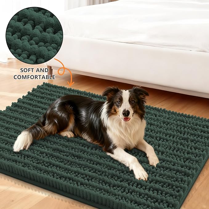 Smiry Dog Door Mat for Muddy Paws 47x32, Absorbent Dirt Trapper, Non-Slip - Image 2