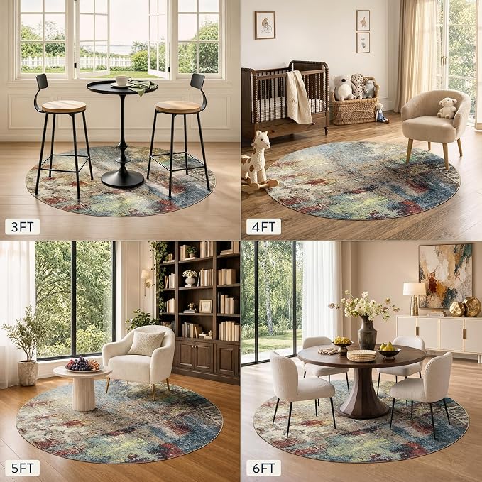 Lahome Modern Abstract Round Rug 4Ft - Image 3