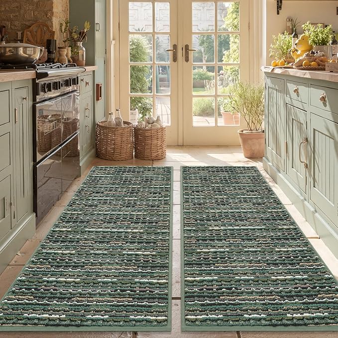 Kitchen Rugs Sets of 2-Non Slip Kitchen Mats by BSICPRO