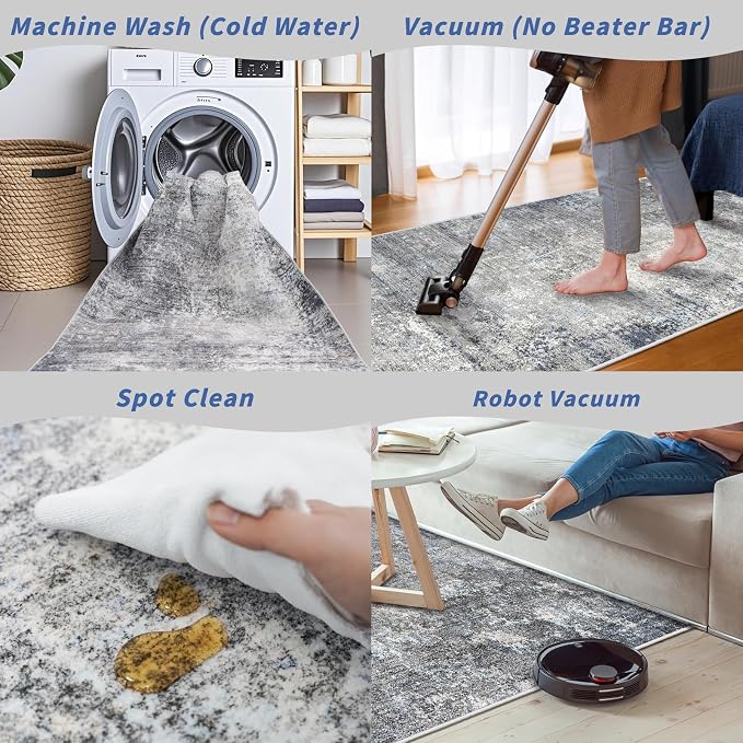 4x12 Wide Runner Rug for Hallway, Washable Non Slip Long Kitchen Rug, Soft Low - Image 7