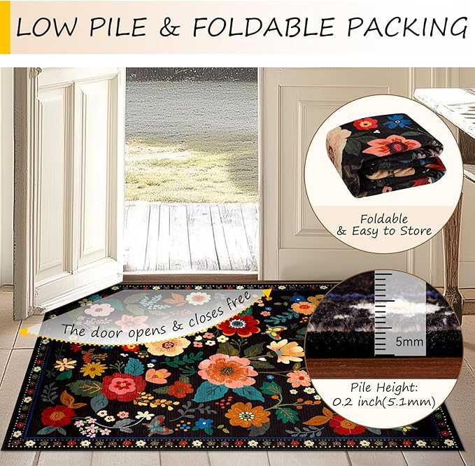 RELEANY Floral 2x3 Area Rugs Washable Print Boho Cute Carpet Non Slip Flower - Image 5