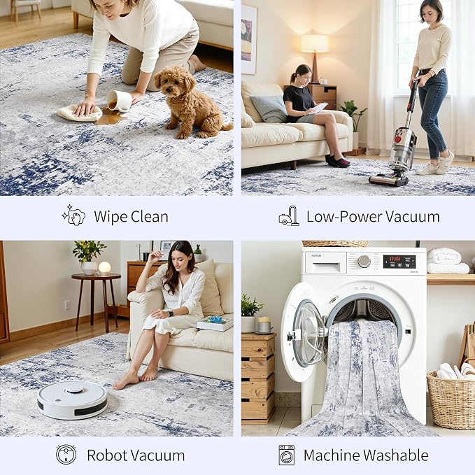 Area Rugs 5x7 Living Room: Large Modern Abstract Washable Rug Soft Anti-Skid - Image 5