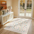 4x6 Area Rugs, Washable Floral Rug, Low Pile Non-Slip Carpet, Flower Rug by meejou