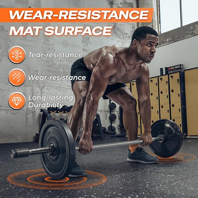 SUPERJARE 0.56'' Thick 48 Pcs 192 Sq Ft Rubber Top Exercise Equipment Mats - Image 6