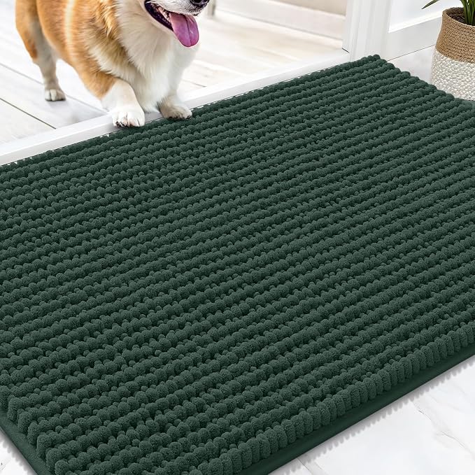 OLANLY Dog Door Mat for Muddy Paws 34x21, Ultra Absorbent Chenille Mud Doormat by OLANLY