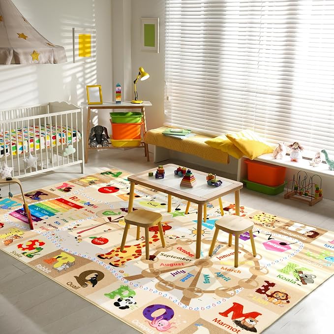 6x9 Playroom Rugs for Kids Washable, Educational and Fun Playmat - Image 5