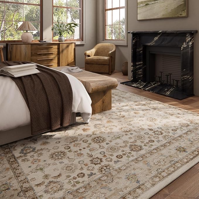 Washable Area Rugs for Living Room: 9x12 Bedroom Rug Boho Vintage Area Rug - Image 3
