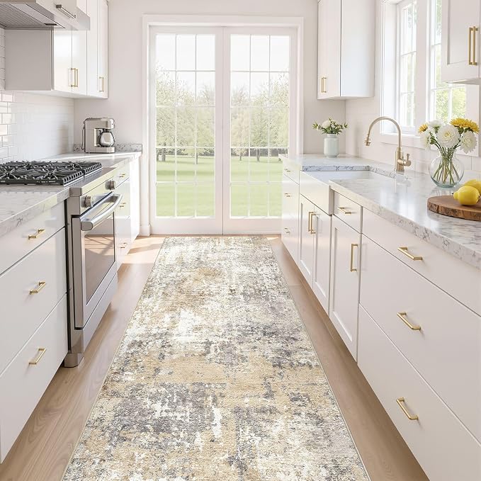 Runner Rug Kitchen Washable Rugs: 2x8 Non-Slip Abstract Soft Modern Stain by LOONGRUG