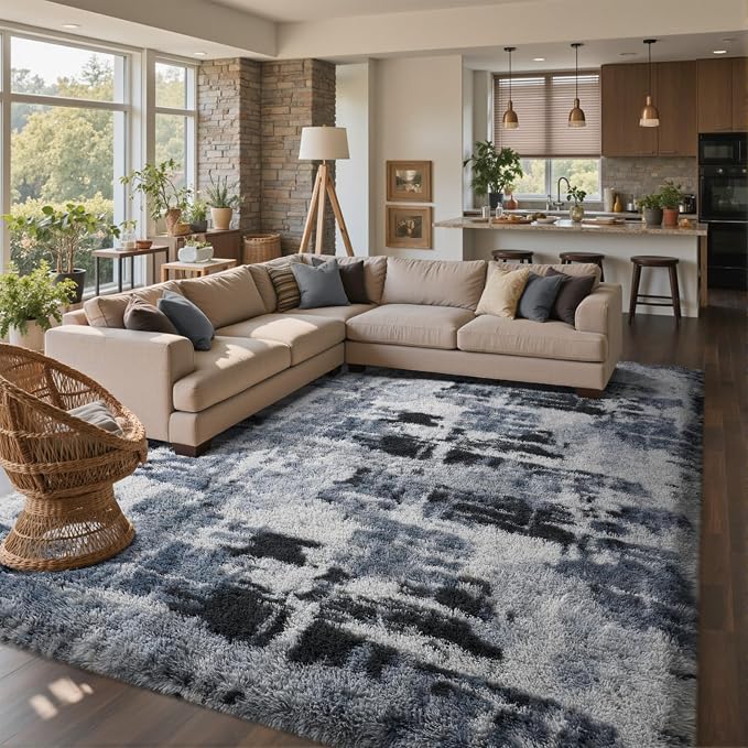 8x10 Ft Extra Large Shag Rugs for Living Room, Tie Dyed Ultra Soft Fluffy Furry - Image 3