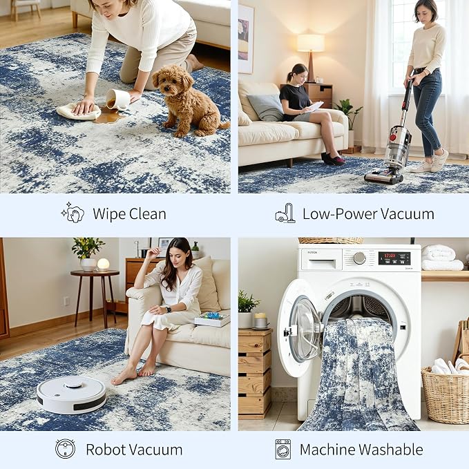 Area Rugs 6x9 Living Room: Large Soft Washable Rug Modern Abstract Anti-Skid - Image 6