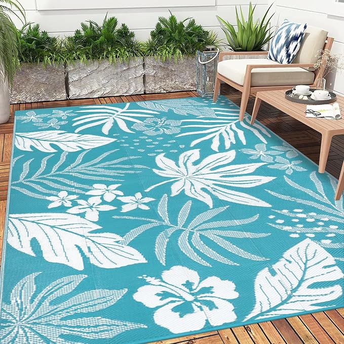 Pauwer Waterproof Outdoor Rug 5x8, Reversible Plastic Straw Patio Camping Rug - Image 8