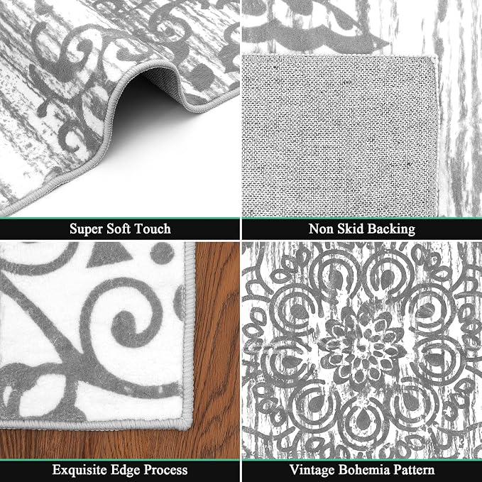 HEBE Area Rugs for Living Room 8'x10', Washable Non Slip Boho Bedroom Rug - Image 3