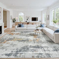 Area Rug 8x10 Living Room Rug Washable: No-Slip Abstract Soft Thin Large Grey by Oriannal
