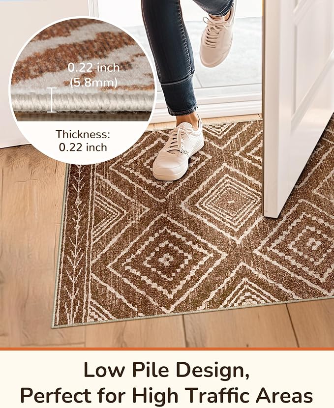 BESTSWEETIE Area Rug 2x10 Rug Machine Washable Non-Slip Low Pile Print Pattern - Image 3