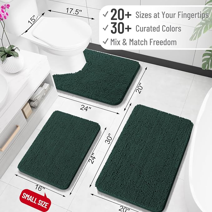 OLANLY Bathroom Rugs 32x20, Extra Soft Absorbent Chenille Bath Rugs, Rubber - Image 2