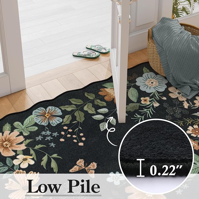 Lahome Floral Washable Round Area Rug, Round Rug 5ft Soft Non-Slip, - Image 4