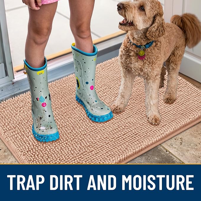 Smiry Dog Door Mat for Muddy Paws 24x16, Absorbent Dirt Trapper, Non-Slip - Image 3