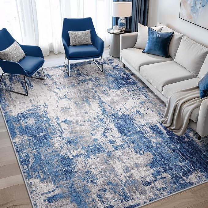 RELEANY Washable Area Rugs 4'x5' Non-Slip Modern Abstract Soft by RELEANY