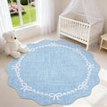 GarveeHome Scalloped Bow Rug for Living Room, 5ft Round Rugs Washable Solid by GarveeHome