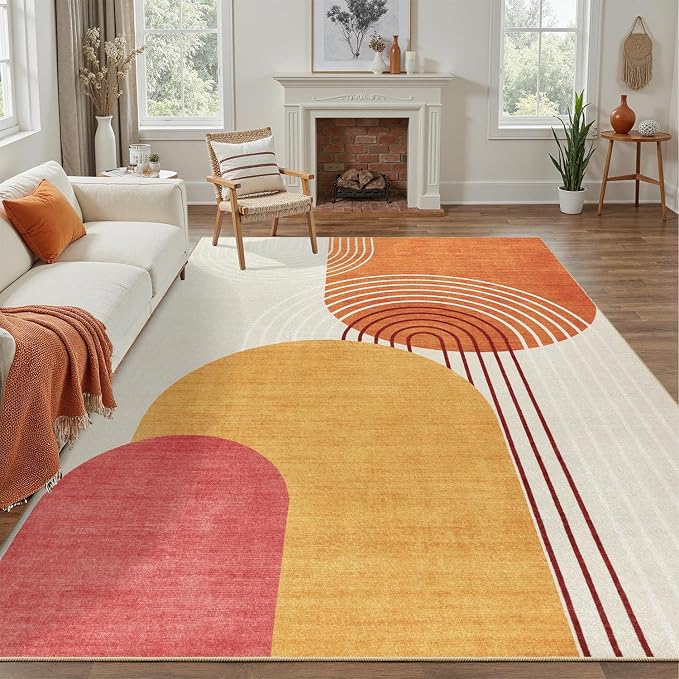 DCX Abstract Machine Washable 10x12 Rug, Mid Century Modern Rug - Image 4
