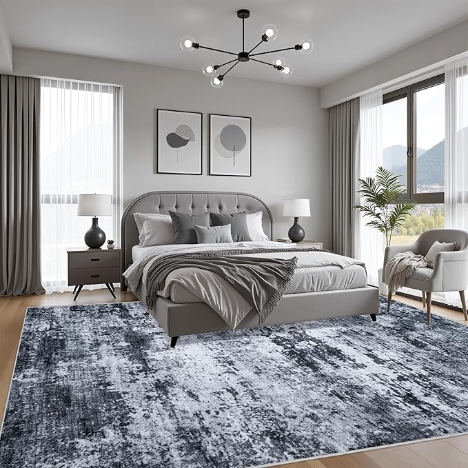 9x12 Area Rug Living Room Rug: Washable Modern Abstract Soft Thin Rug Indoor - Image 4
