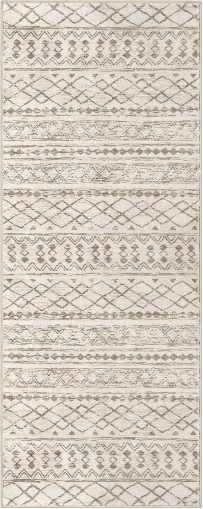 KUTA Moroccan Runner Rug 2x6 Non-Slip Vintage Beige Boho Hallway Kitchen Rugs - Image 8