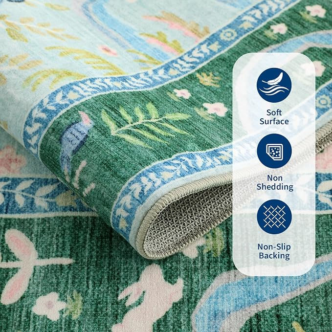 2x6 Hallway Runner Rug Non Slip Forest Nursery Runners Washable Stain Resistant - Image 6