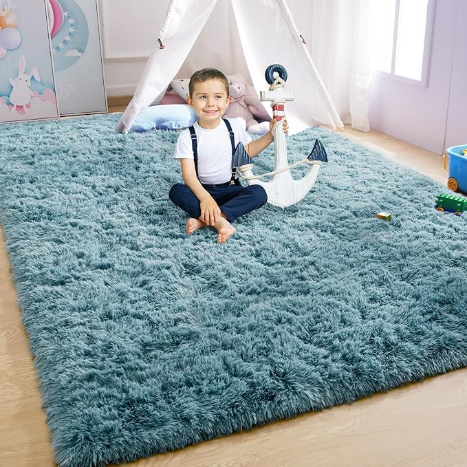YJ.GWL Area Rugs for Living Room Bedroom, 4x6 Machine Washable Large Teal Carpet - Image 3
