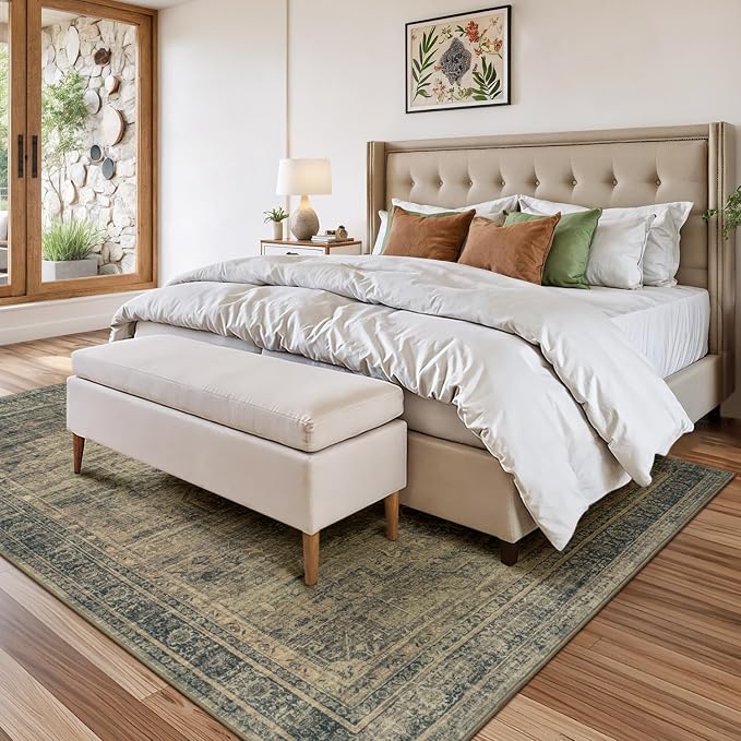 Washable Brown Area Rugs 6x9 for Bedroom, Non-Skid Stain Resistant Carpet for - Image 8