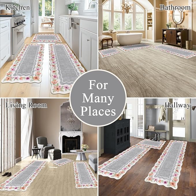 Vaukki Boho Kitchen Rug Sets 3 Pieces, Washable Kitchen Mats - Image 6