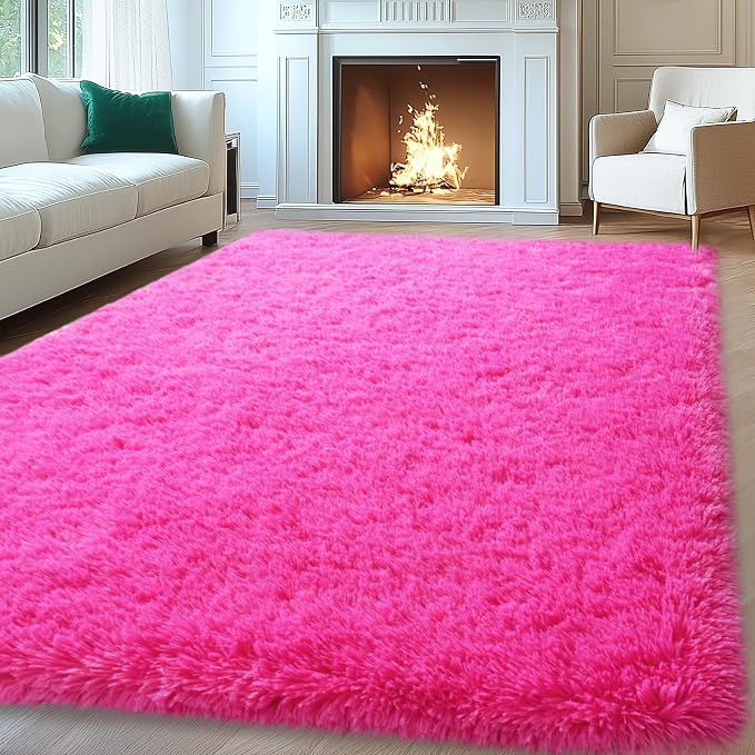 Mugorn Hot Pink Fluffy Soft Rugs by MUGORN