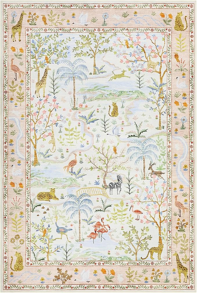 4x6 Whimsical Safari Nursery Area Rug Washable Non Slip Small Living Room Rugs - Image 4