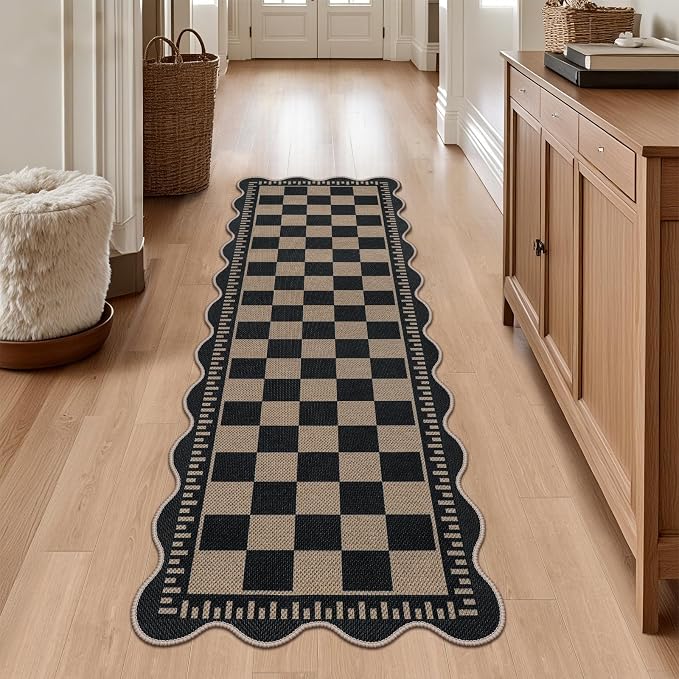 Checkered 2x6 Kitchen Runner Rug, Washable Rugs - Image 7
