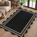 Scalloped Easy Jute 3x5 Outdoor Rug, Washable Rugs by LORWER