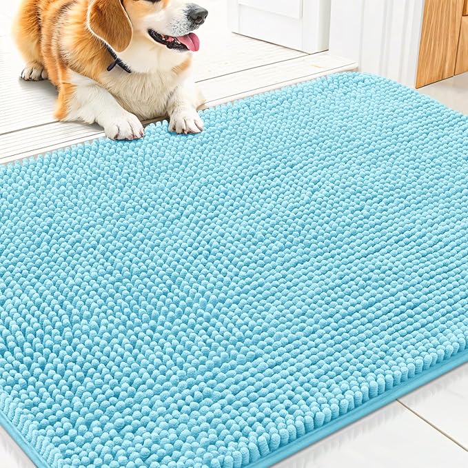 Smiry Dog Door Mat for Muddy Paws 30x20, Absorbent Dirt Trapper, Non-Slip by Smiry