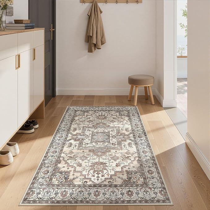 3x5 Area Rugs Living Room: Washable Vintage Rug Large Non-Slip Stain Resistant - Image 3