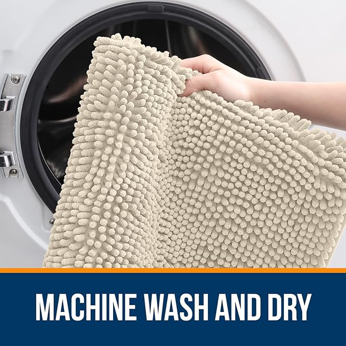 OLANLY Large Bathroom Rugs 59x35, Extra Soft Absorbent Chenille Bath Rugs - Image 5