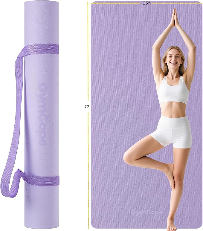 Extra Large Yoga Mat – 72"x48" or 78"x57", 1/4"–1/2" Thick Mat by GymCope