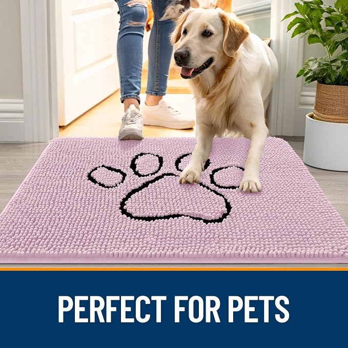 OLANLY Dog Door Mat for Muddy Paws 48x30, Paw Print Design, Absorbs Moisture - Image 6