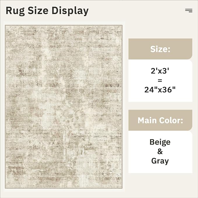Soalmost 2x3 Washable Rugs for Kitchen, Powder Room Small Area Rug Non-Slip - Image 5