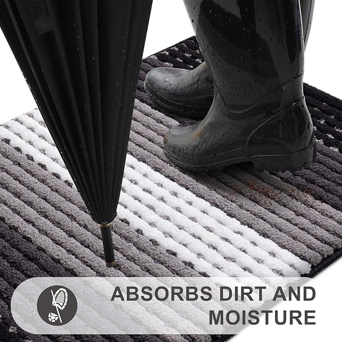 Kitinjoy Indoor Outdoor Door Mat, 36x24 Non-Slip Absorbent Dirt Trapper - Image 2