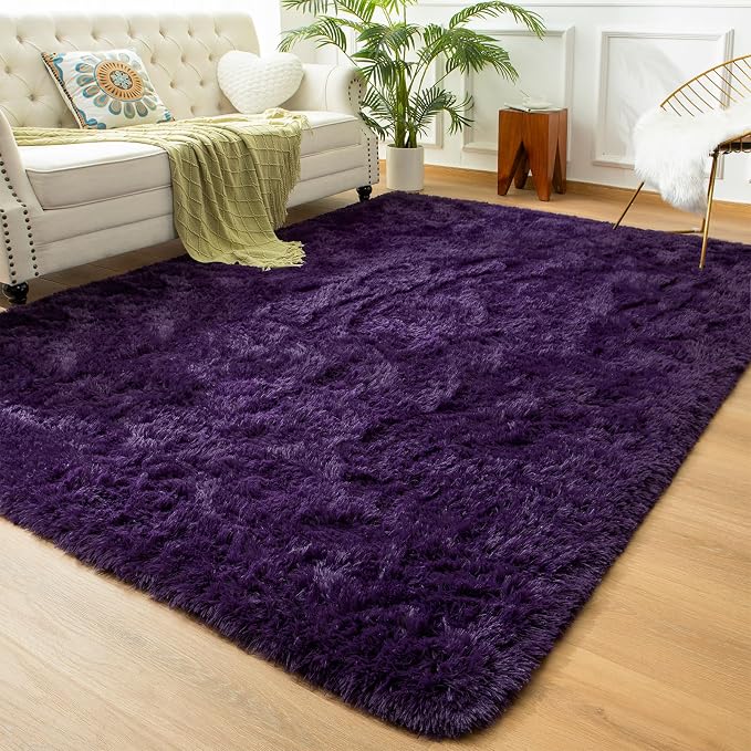 Andecor Shag Area Rug for Living Room, 8x10 Feet Purple Soft Fluffy Indoor by Andecor