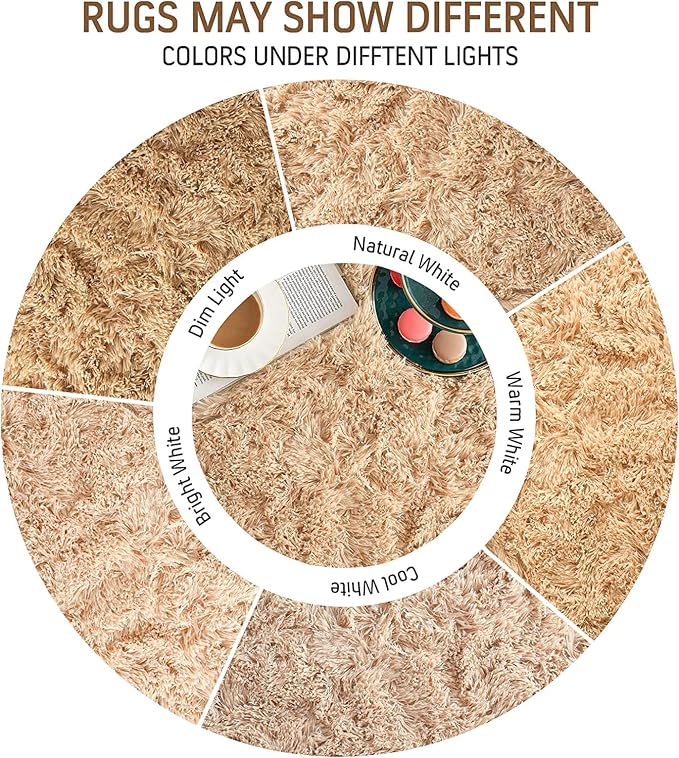 BENRON Soft Fluffy Rugs for Living Room 8 x 10 Light Tan, Extra Large Area Rug - Image 7