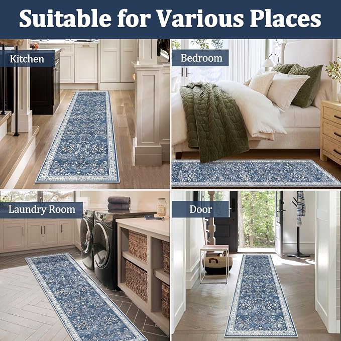 Yamaziot Washable Runner Rug 2x5 – Non Slip Boho Floral Hallway Runner Rug - Image 7