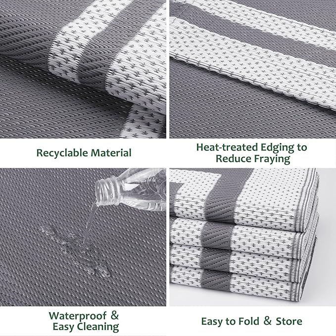 HappyTrends Outdoor Rug Reversible Portable Plastic Straw Camping Rugs - Image 4