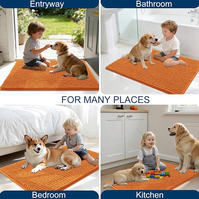 OLANLY Dog Door Mat for Muddy Paws 36x24, Ultra Absorbent Chenille Mud Doormat - Image 8