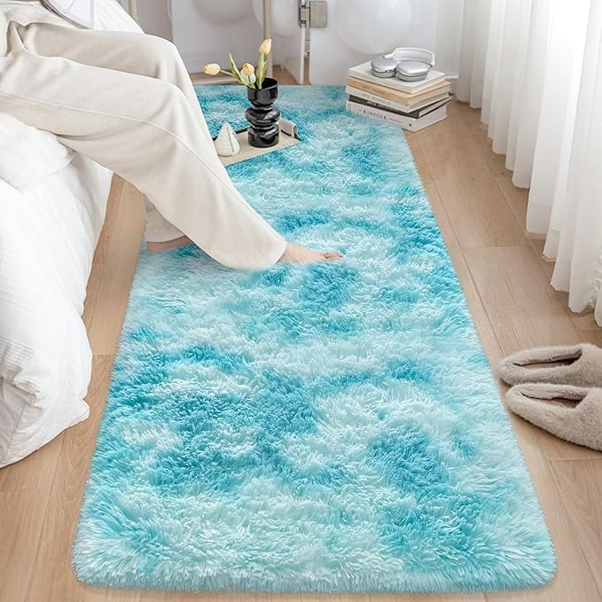 Light Blue Fluffy Rug for Bedroom Living Room, 2x8 ft Soft Sky Blue Bedroom - Image 8